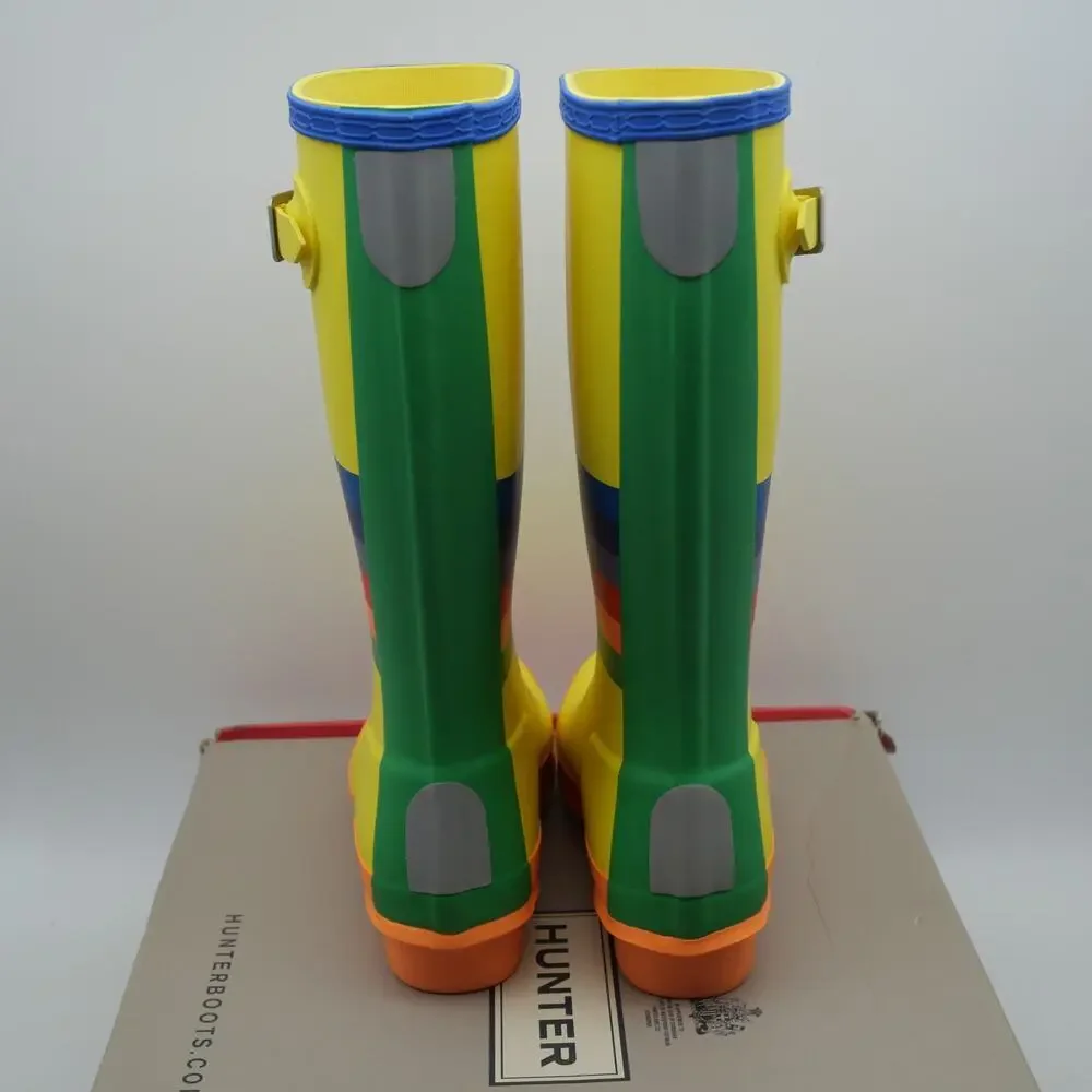NEW HUNTER Original Wiggle Rainbow Boots Kids Tall Rain Yellow Wellies UK 1